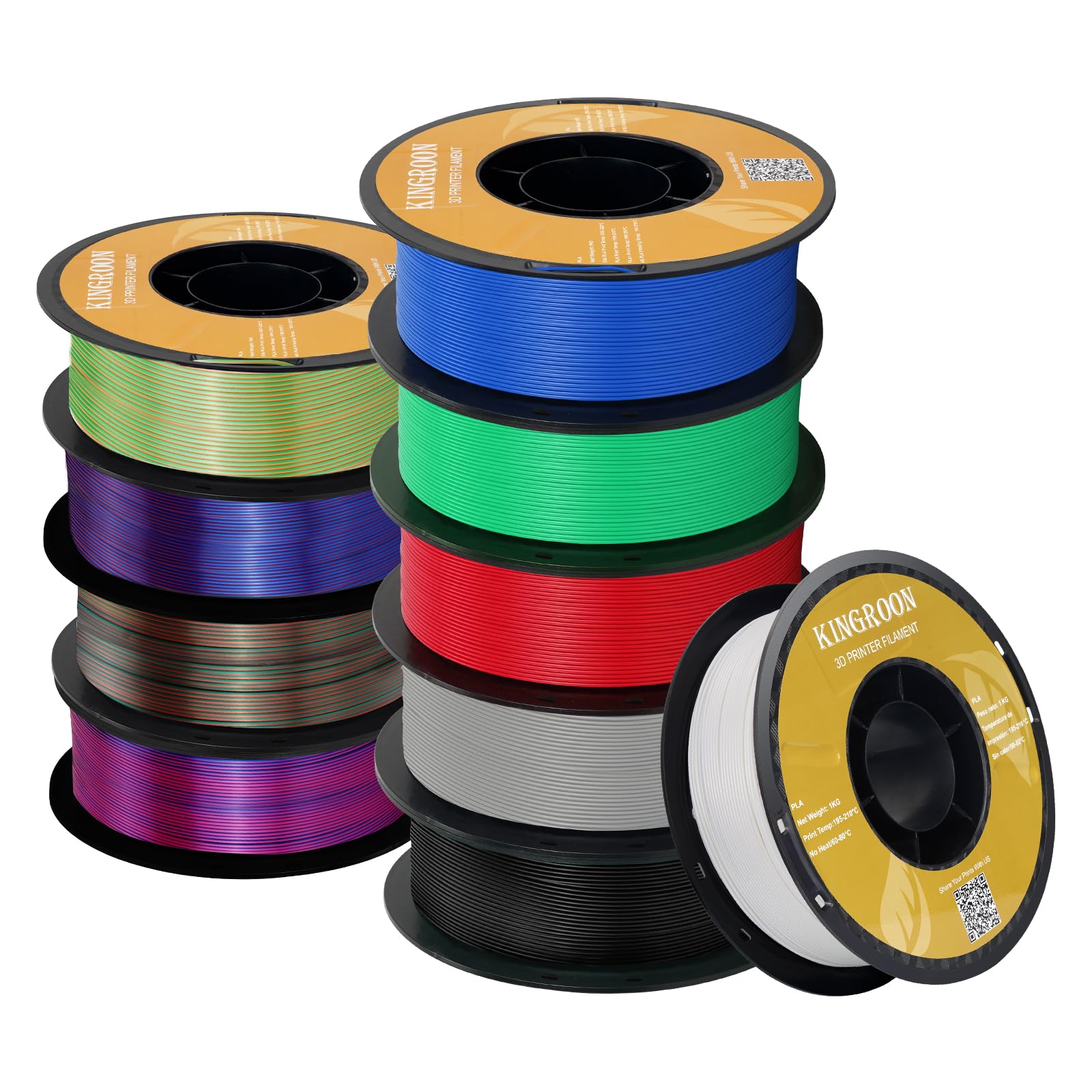 KINGROON 3Dプリンターフィラメント 1.75mm/ヤY31628-P3 Amazon.co.jp: Kingroon PLAフィラメント、三色シルクPLA